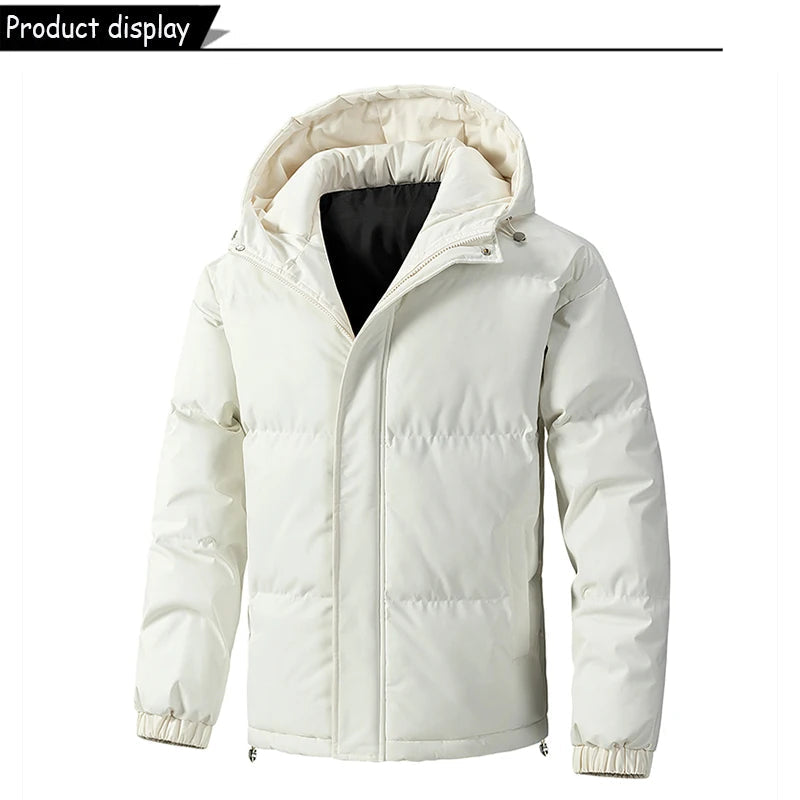 Parka à capuche coupe-vent pour hommes avec fermeture éclair grandes tailles MAEJORKEN