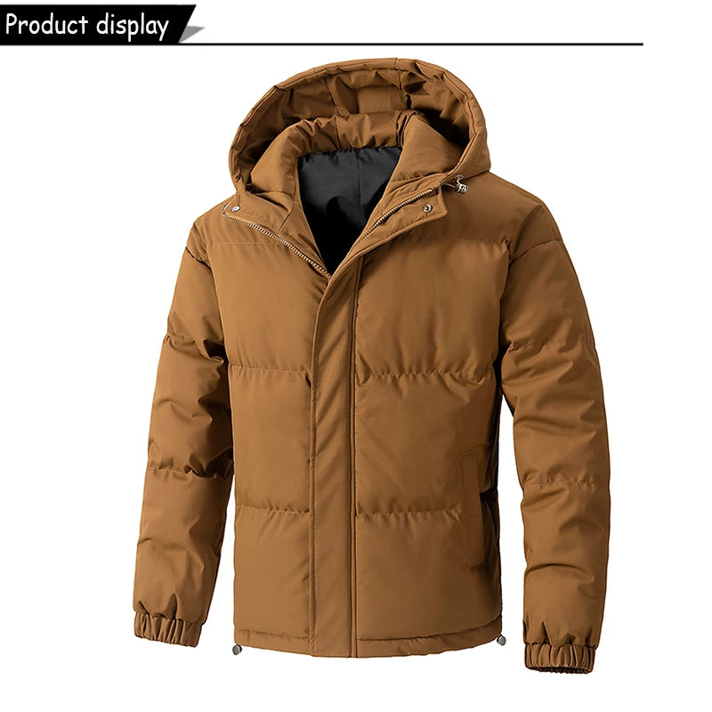 Parka à capuche coupe-vent pour hommes avec fermeture éclair grandes tailles MAEJORKEN