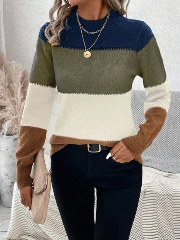 Pull tricoté à rayures amples et décontracté pour femme, pull à la mode, nouvelle collection hiver 2024 MAEJORKEN