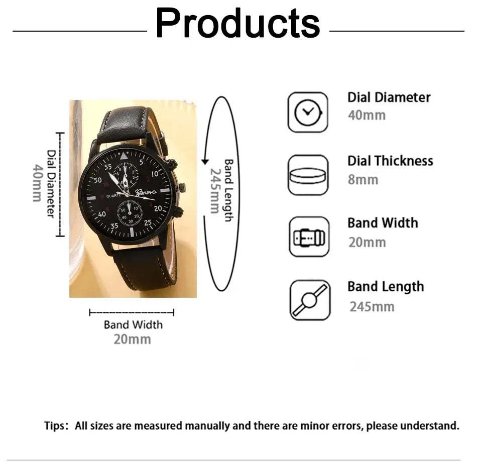 Nouveau Hommes Montre De Luxe Bracelet Ensemble Mode D'affaires Brun En Cuir Quartz ( boite non inclus ) MAEJORKEN