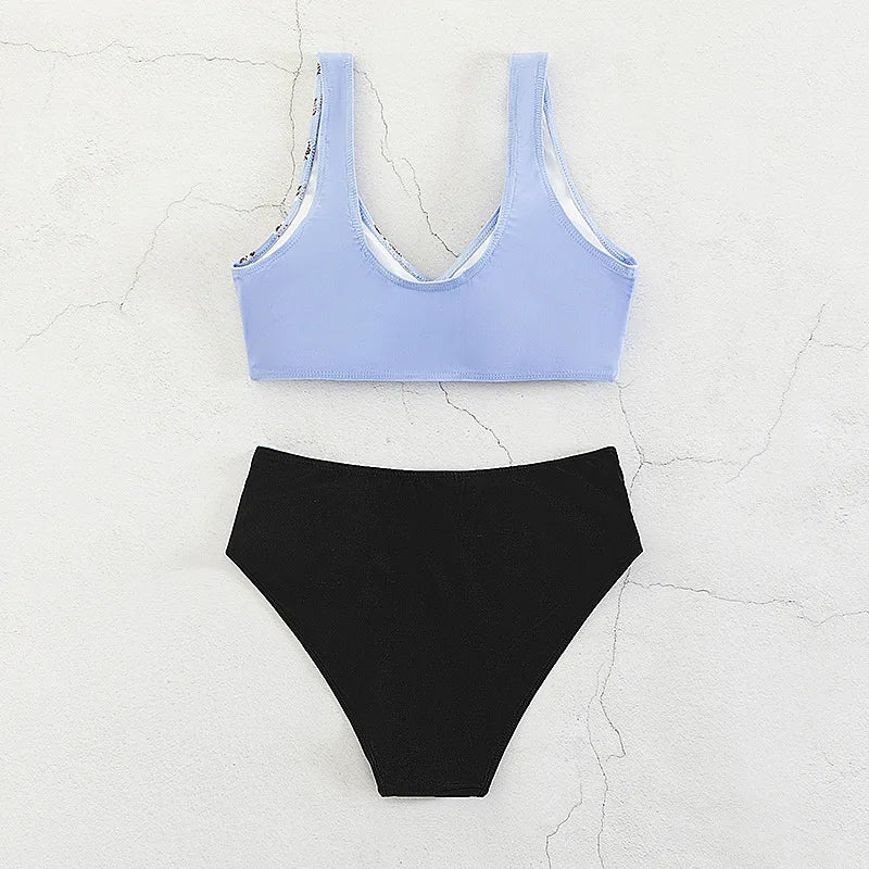 Maillot de bain blanc deux pièces micro rayé MAEJORKEN