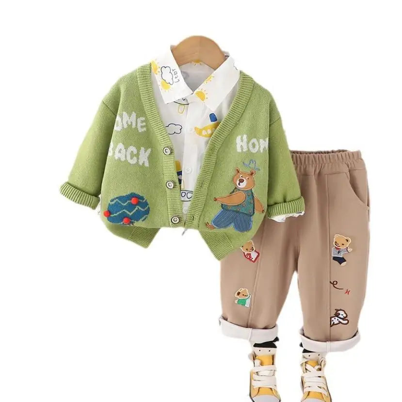 Ensemble 3 pièces pour Bébé Garçon Cardigan, Chemise, pantalon du 6 mois au 5 ans