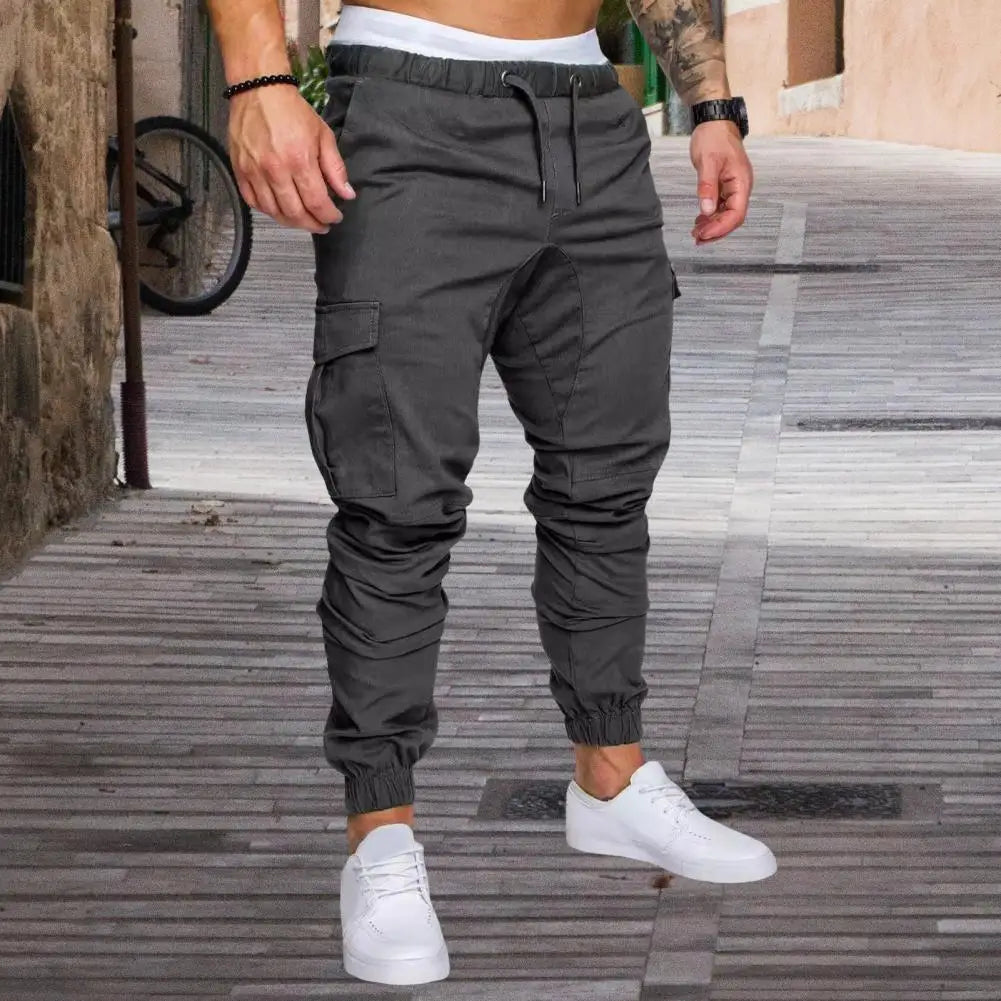 Pantalon Cargo en coton avec cordon de serrage à la taille, multi poches MAEJORKEN