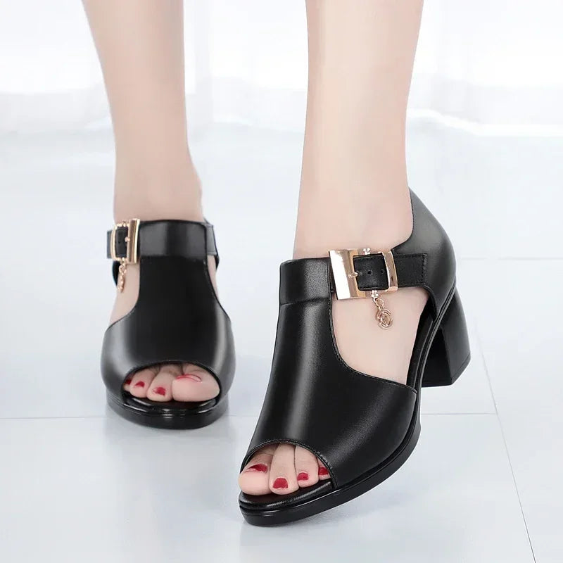 Chaussures à talons avec boucle décorative en métal du 35 au 41