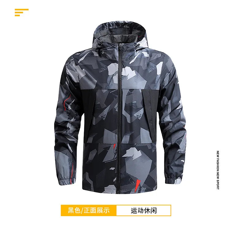 Veste imperméable à capuche décontractée sport, randonnée, coupe-vent du S au 5XL