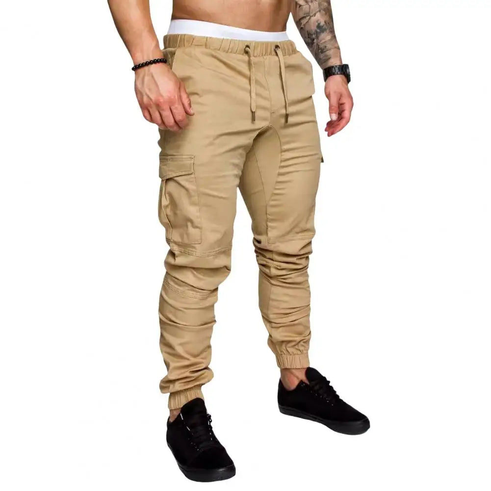 Pantalon Cargo en coton avec cordon de serrage à la taille, multi poches MAEJORKEN