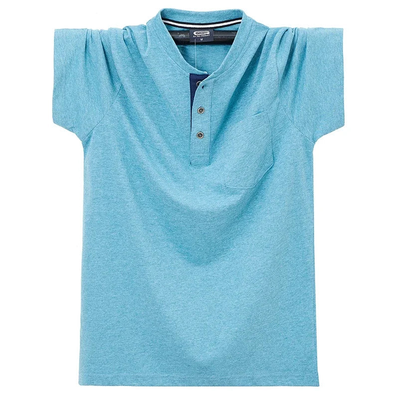 T-shirt à col rond streetwear décontracté, en pur coton, avec poches M-7XL MAEJORKEN