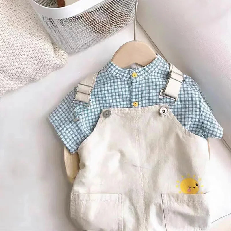 Ensemble 2 pièces chemise à manches courtes et salopette de 80 cm à 120 cm