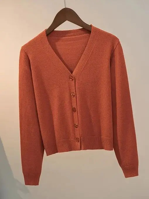 Pull tricoté Cardigan bouton veste col en v à manches longues MAEJORKEN