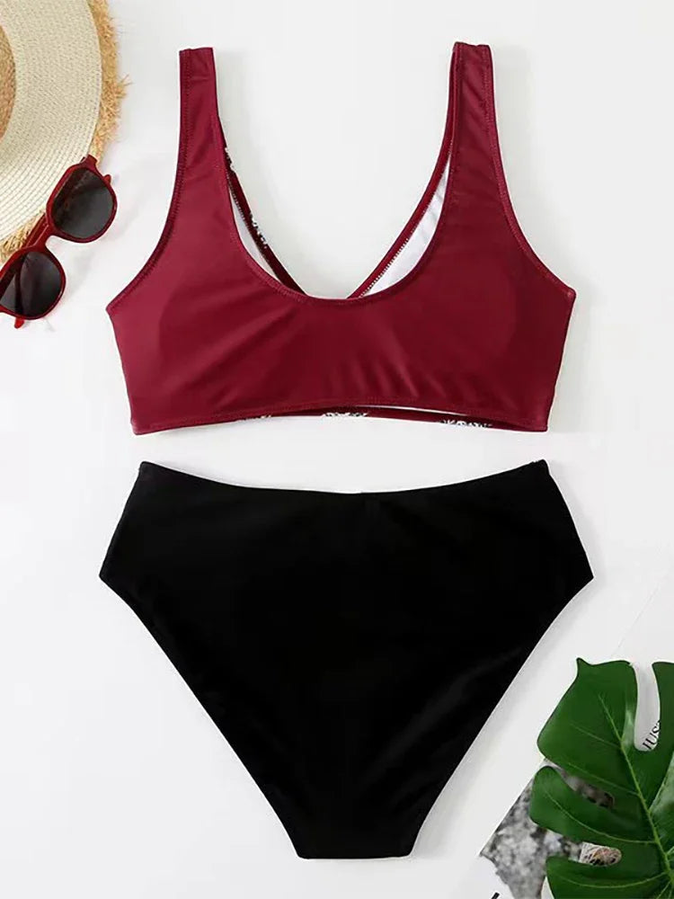 Maillot de bain blanc deux pièces micro rayé MAEJORKEN