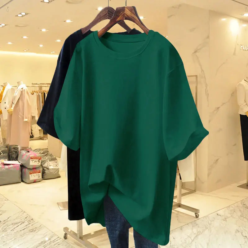 T-shirt à Manches Courtes et Col Rond pour Femme
