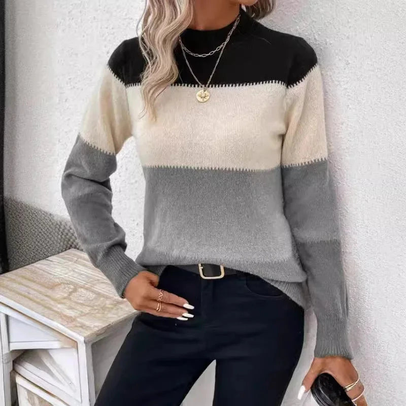 Pull tricoté à rayures amples et décontracté pour femme, pull à la mode, nouvelle collection hiver 2024 MAEJORKEN