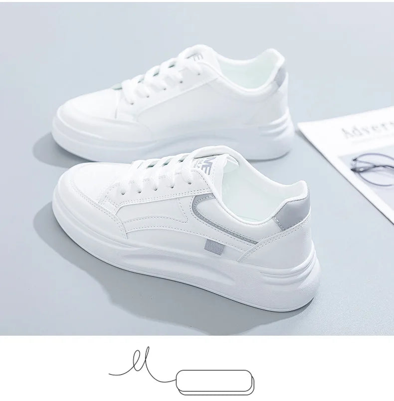 Baskets en cuir PU à lacets, respirantes, décontractées, pour Jogging du 35 au 43