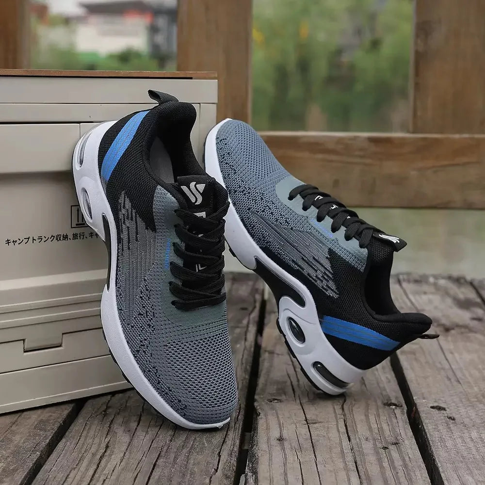 Chaussures pour hommes, chaussures décontractées pour hommes, maille respirante, chaussures de sport à la mode à coussin d'air, à semelles souples et à blocs de couleur MAEJORKEN