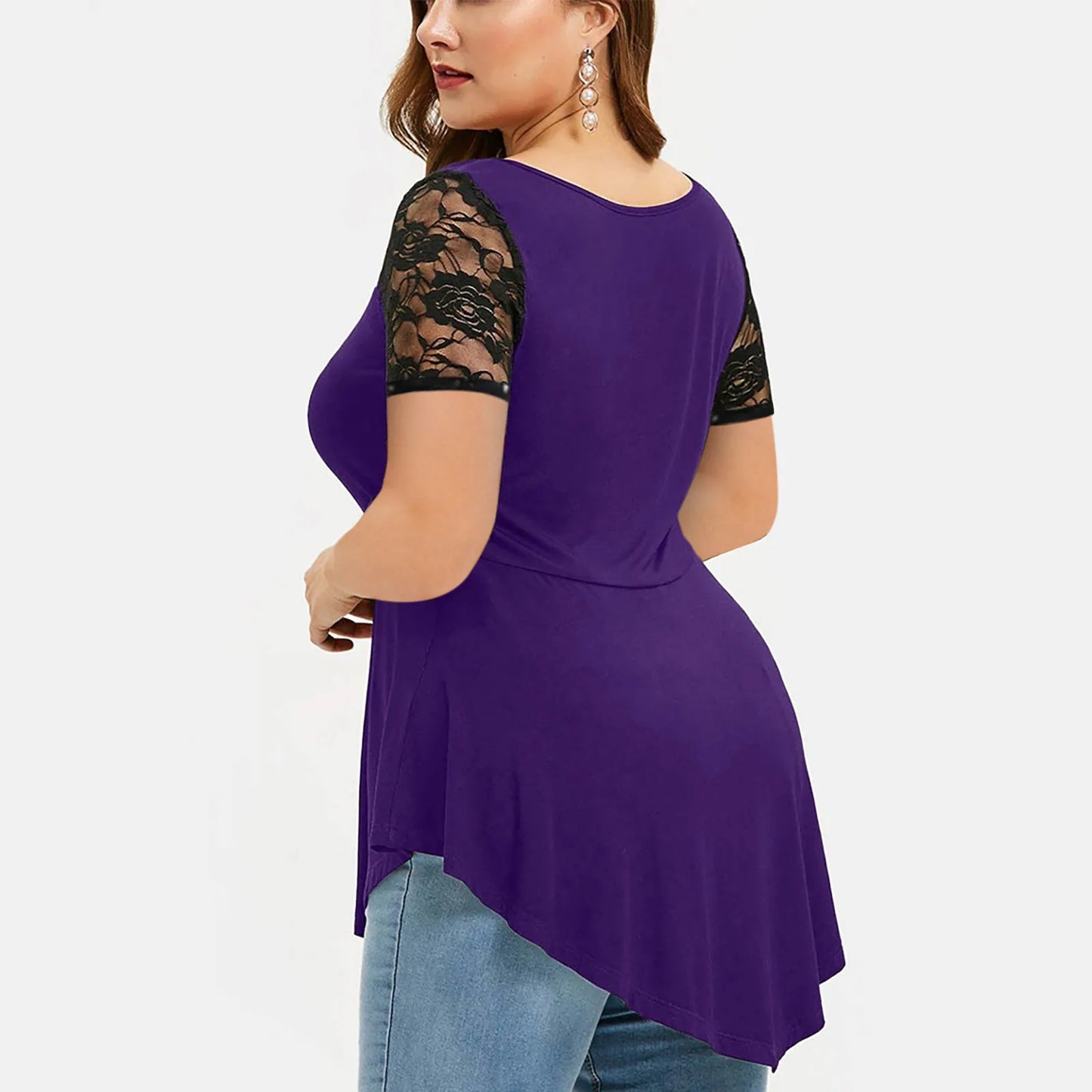 T-shirt à manches courtes en dentelle