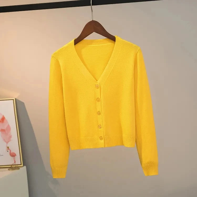 Pull tricoté Cardigan bouton veste col en v à manches longues MAEJORKEN