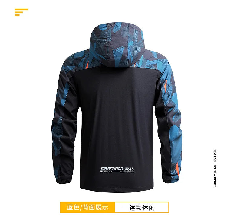 Veste imperméable à capuche décontractée sport, randonnée, coupe-vent du S au 5XL