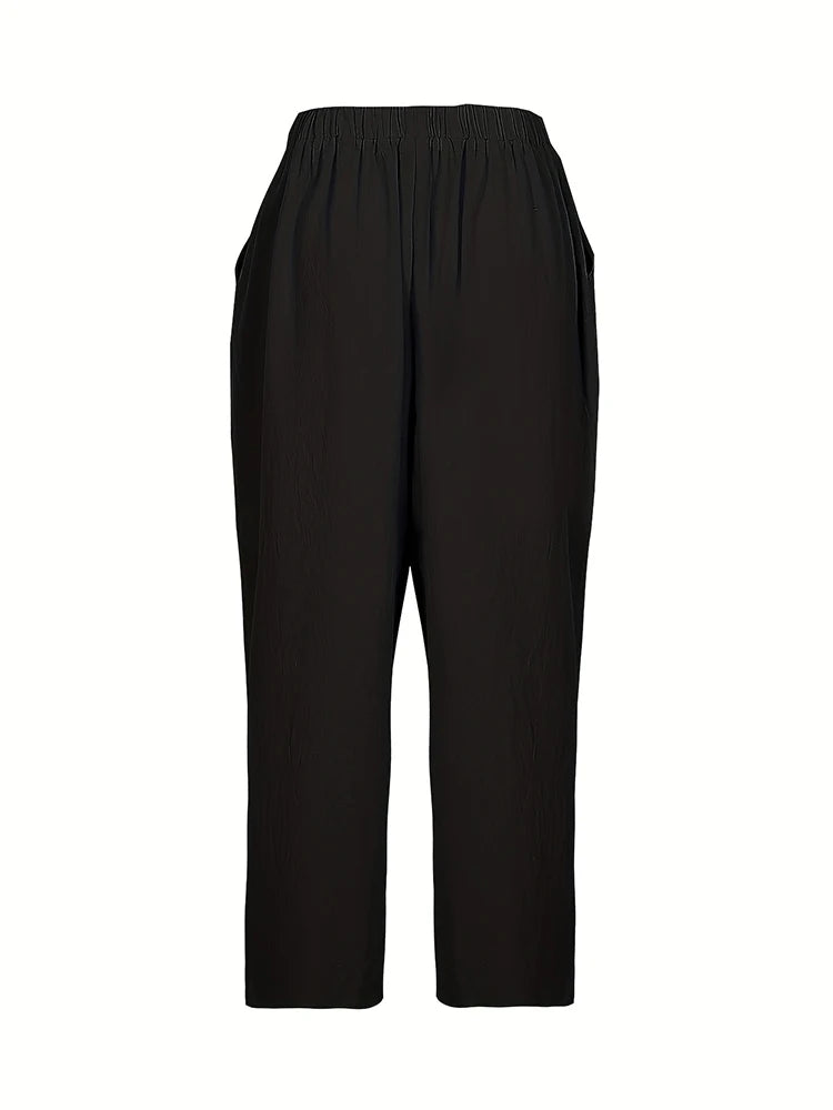 Pantalon en coton et lin pour femmes avec poches MAEJORKEN