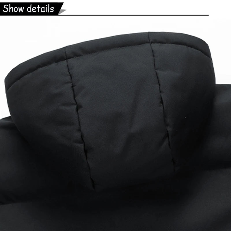 Parka à capuche coupe-vent pour hommes avec fermeture éclair grandes tailles MAEJORKEN