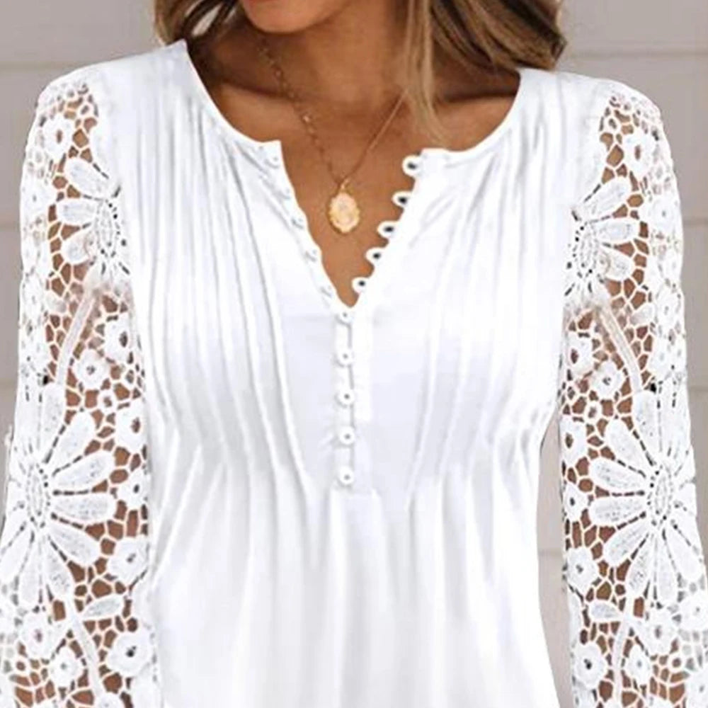 Robe en dentelle ajourée à manches longue MAEJORKEN