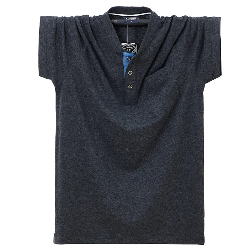 T-shirt à col rond streetwear décontracté, en pur coton, avec poches M-7XL MAEJORKEN