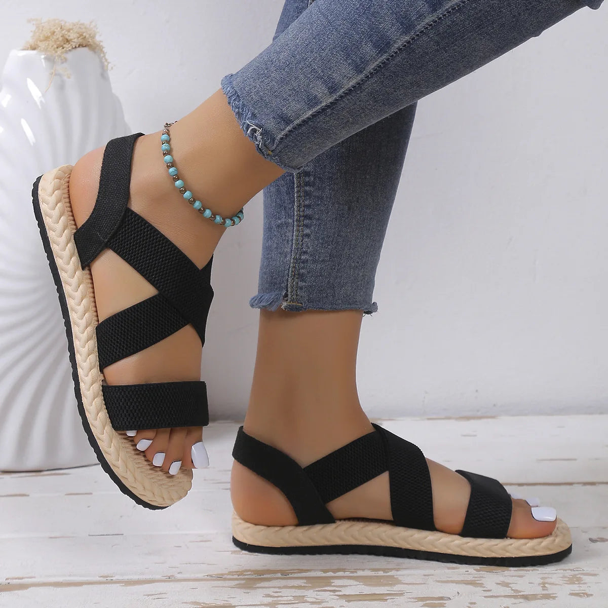 Sandales plates antidérapantes , tendance, confortables du 35 au 43