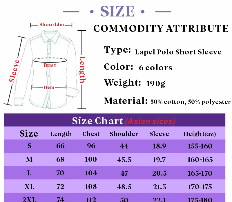 Polo à manches courtes à revers du S au 4XL