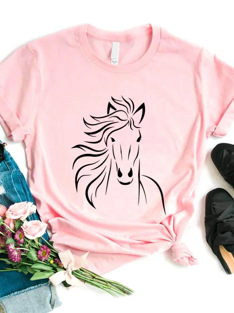T-shirt à manches courtes col rond amoureux des chevaux MAEJORKEN