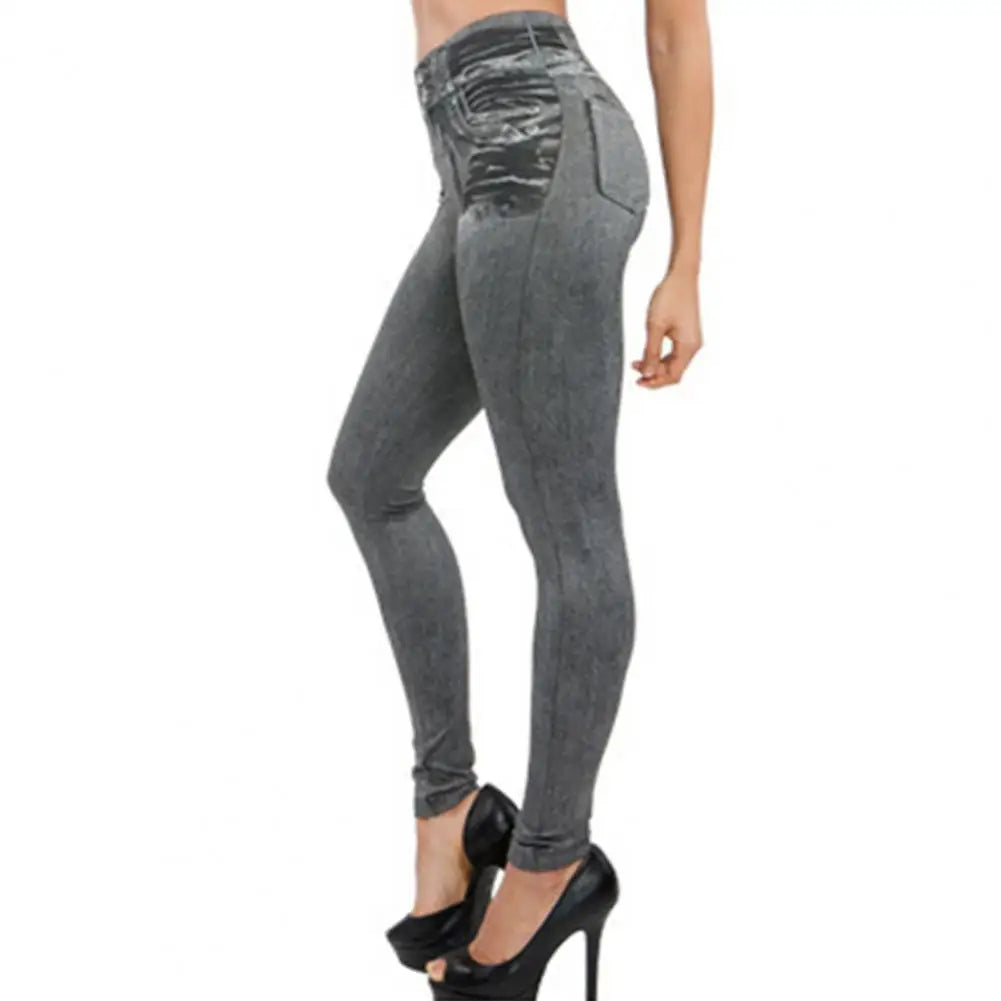 Jean en denim taille haute multi-poches