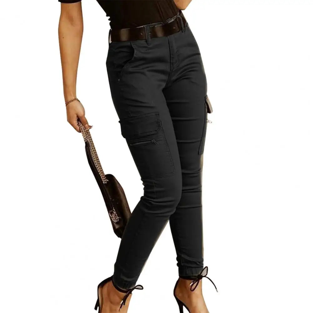 Pantalon Cargo, taille basse, couleur unie, noué à la cheville, Slim MAEJORKEN