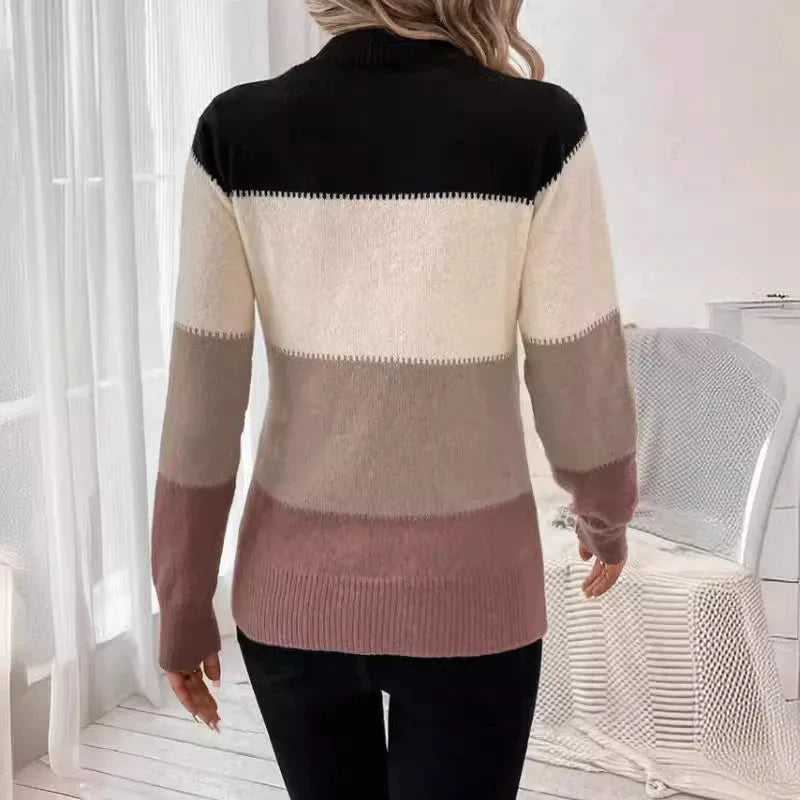 Pull tricoté à rayures amples et décontracté pour femme, pull à la mode, nouvelle collection hiver 2024 MAEJORKEN