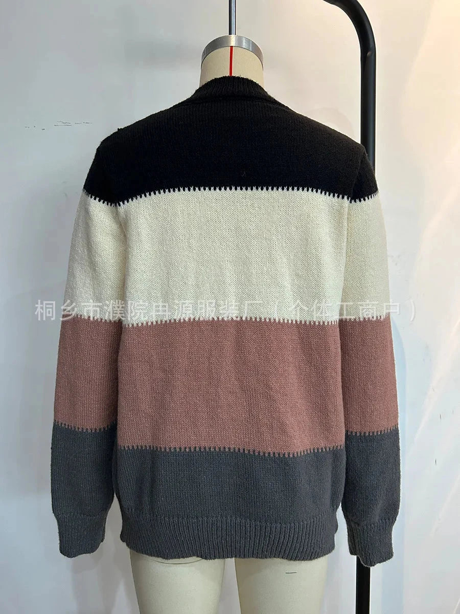 Pull tricoté à rayures amples et décontracté pour femme, pull à la mode, nouvelle collection hiver 2024 MAEJORKEN