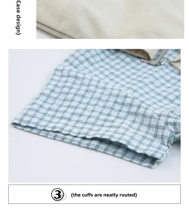 Ensemble 2 pièces chemise à manches courtes et salopette de 80 cm à 120 cm