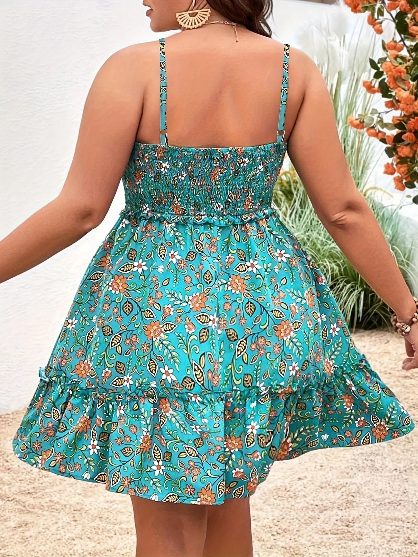 Robe imprimé fleuri sans manches à volants du 0XL au 4XL MAEJORKEN