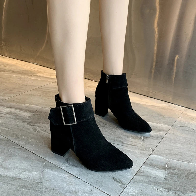 Bottines boucle décontracté talons haut du 35 au 43