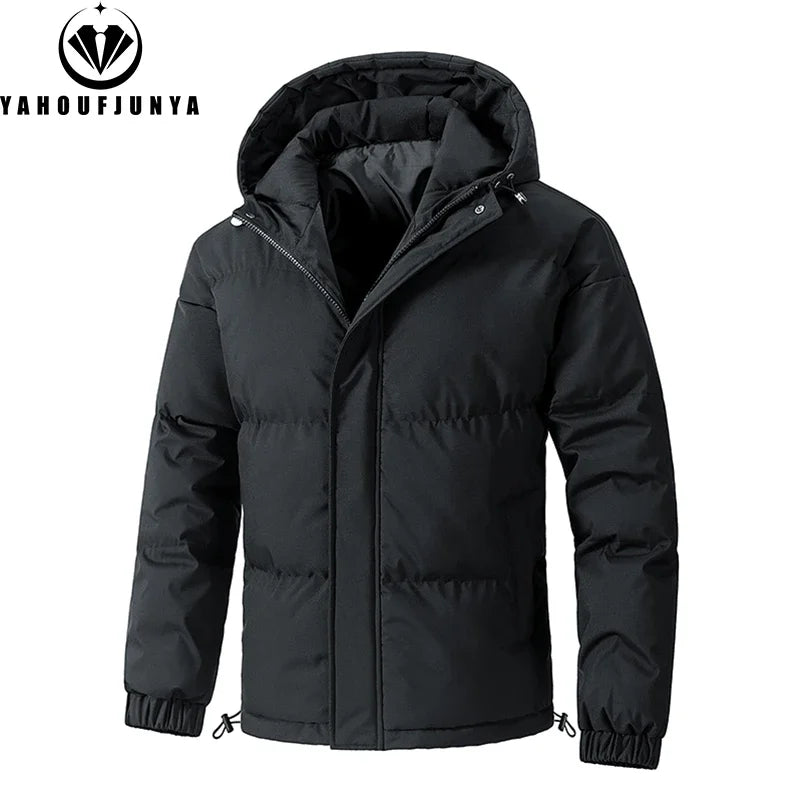 Parka à capuche coupe-vent pour hommes avec fermeture éclair grandes tailles MAEJORKEN