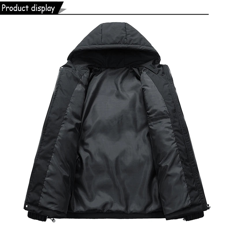 Parka à capuche coupe-vent pour hommes avec fermeture éclair grandes tailles MAEJORKEN
