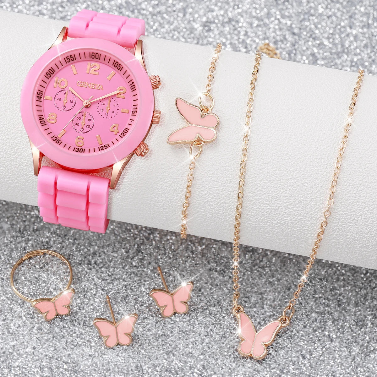 Ensemble de montres à quartz avec bracelet en silicone pour femme, horloge à la mode, cadeau pour fille, sans boîte, 5 pièces, 6 pièces MAEJORKEN