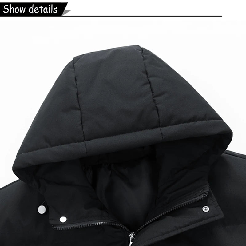 Parka à capuche coupe-vent pour hommes avec fermeture éclair grandes tailles MAEJORKEN