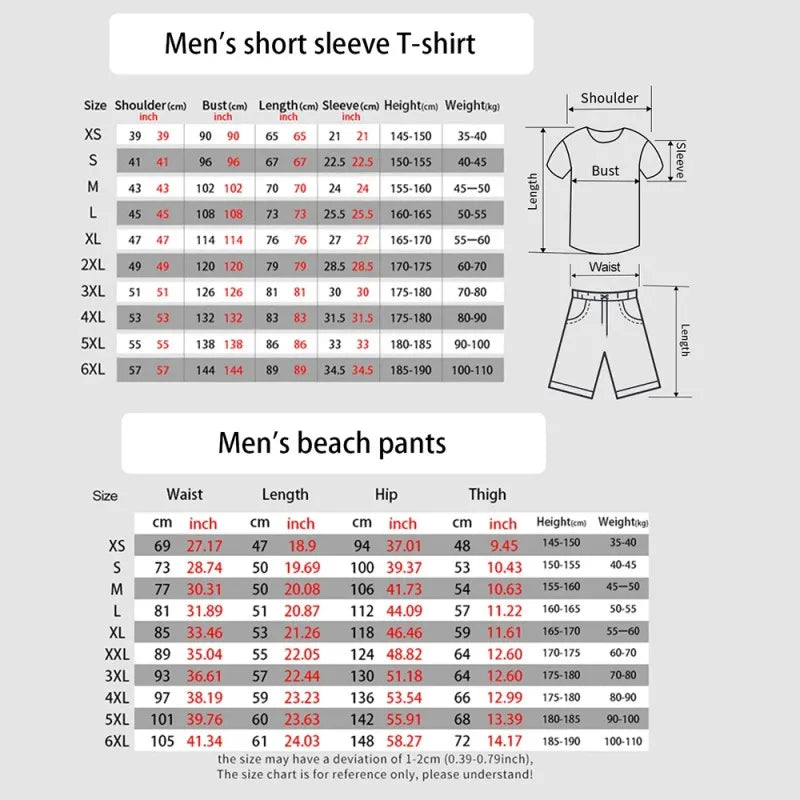 Ensemble short et t-shirt du XS au 6XL MAEJORKEN