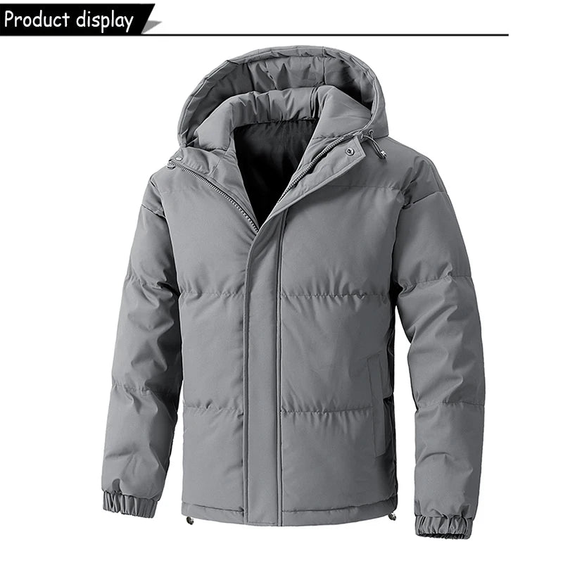 Parka à capuche coupe-vent pour hommes avec fermeture éclair grandes tailles MAEJORKEN