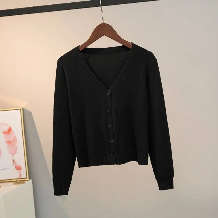 Pull tricoté Cardigan bouton veste col en v à manches longues MAEJORKEN