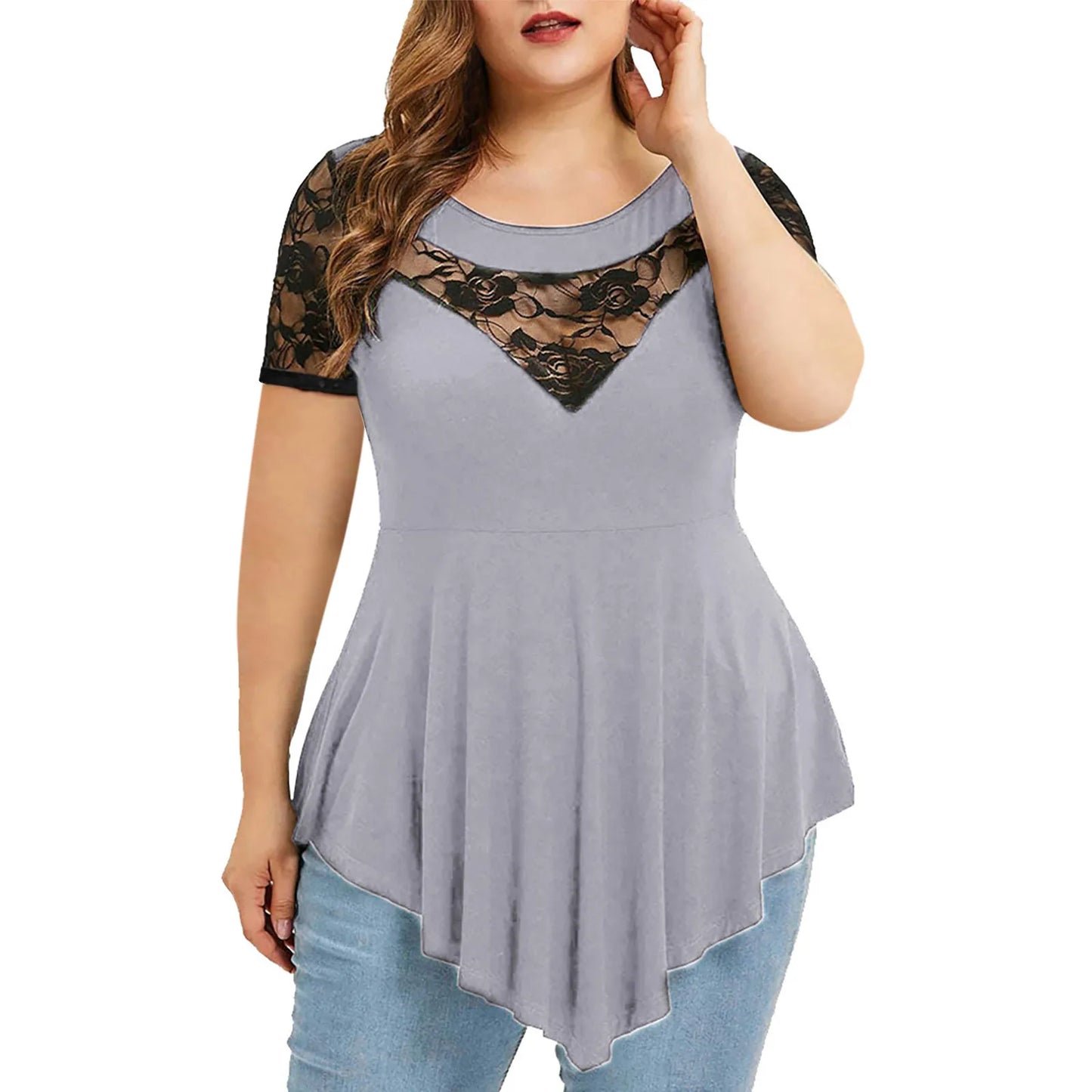 T-shirt à manches courtes en dentelle