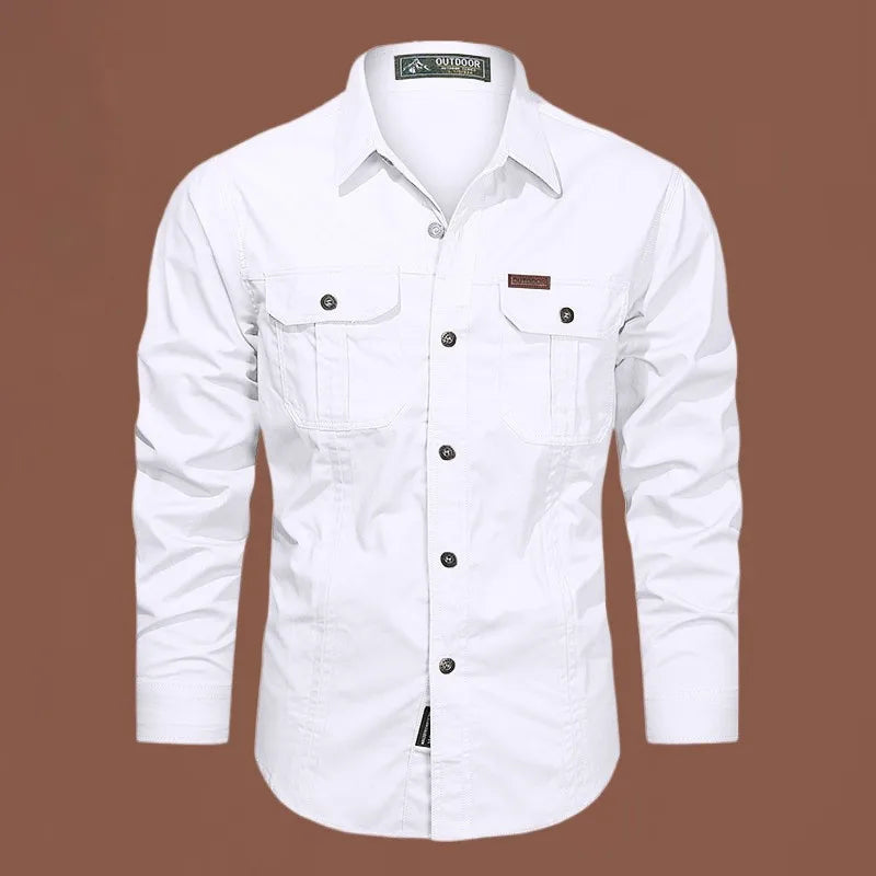 Chemise cargo à manches longues pour hommes du M au 5XL