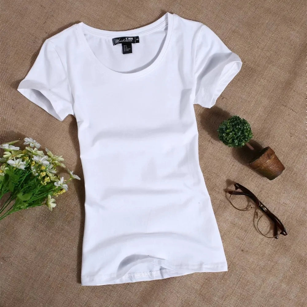 T-Shirt à manches courtes mince couleur unie