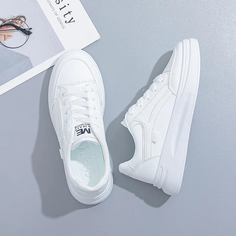 Baskets en cuir PU à lacets, respirantes, décontractées, pour Jogging du 35 au 43