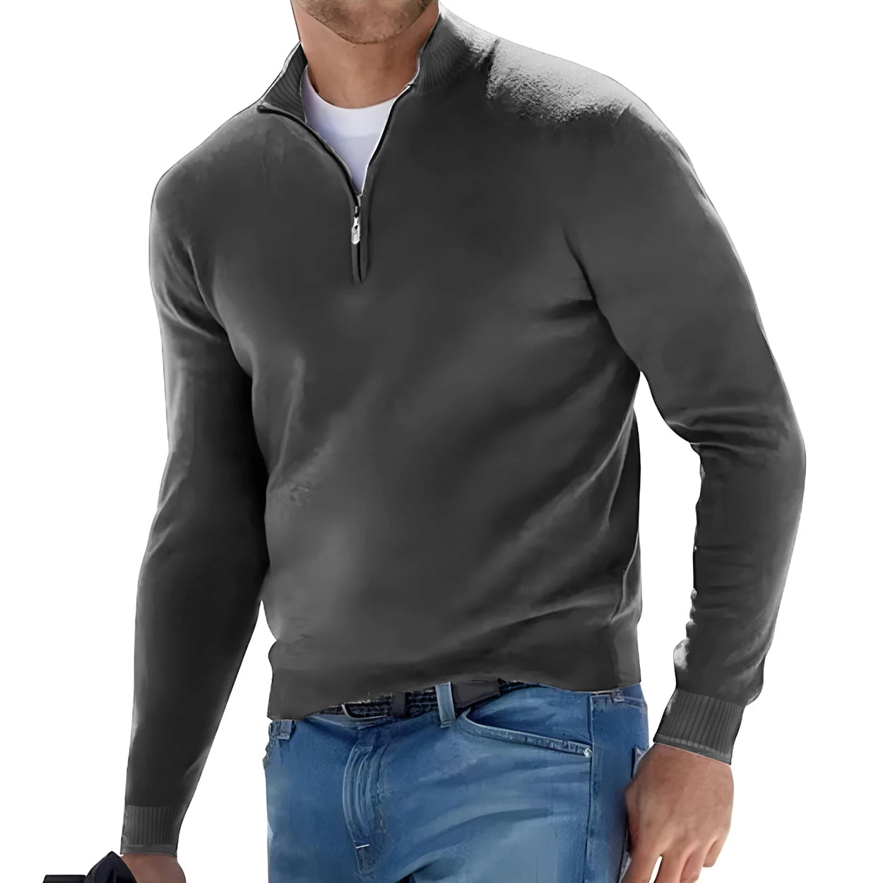 Sweat-shirt chaud couleur unie en V MAEJORKEN