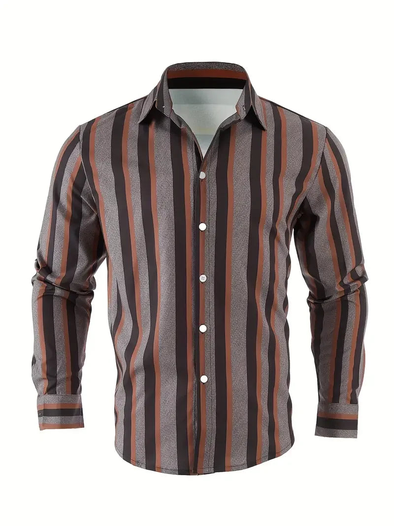 Chemise rayée boutonnée à manches longues du XS au 6XL