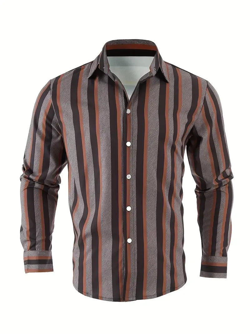 Chemise rayée boutonnée à manches longues du XS au 6XL MAEJORKEN