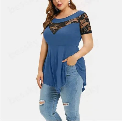 T-shirt à manches courtes en dentelle